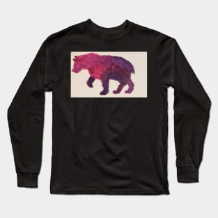 Pink bear acrylic painting by tabitha kremesec Long Sleeve T-Shirt